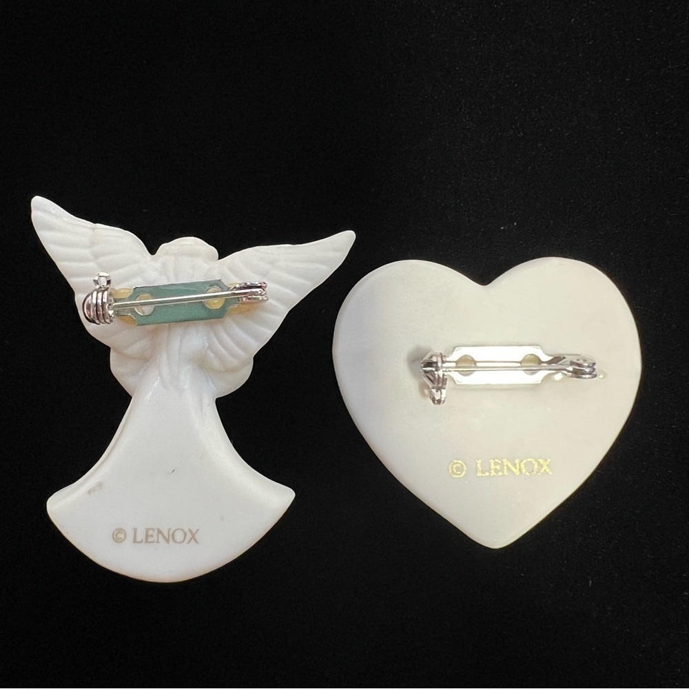 Holiday Brooches Lenox Porcelain Angel Heart Shaped Peace Dove VTG EUC - Picture 2 of 5